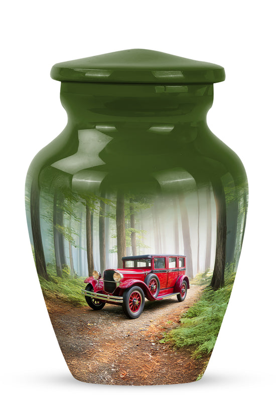 Personalized Green Cherished Car Cremation Urns for Human Ashes - 10-inch, 200 cu in - Karyliz