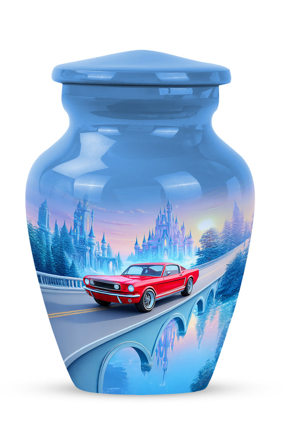 Personalized Car Cremation Urns - Pristine Blue 10-inch, 200 cu in - Karyliz