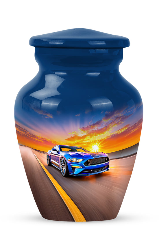 Personalized Elegant Car Cremation Urns - Blue 10-inch, 200 cu in - Karyliz
