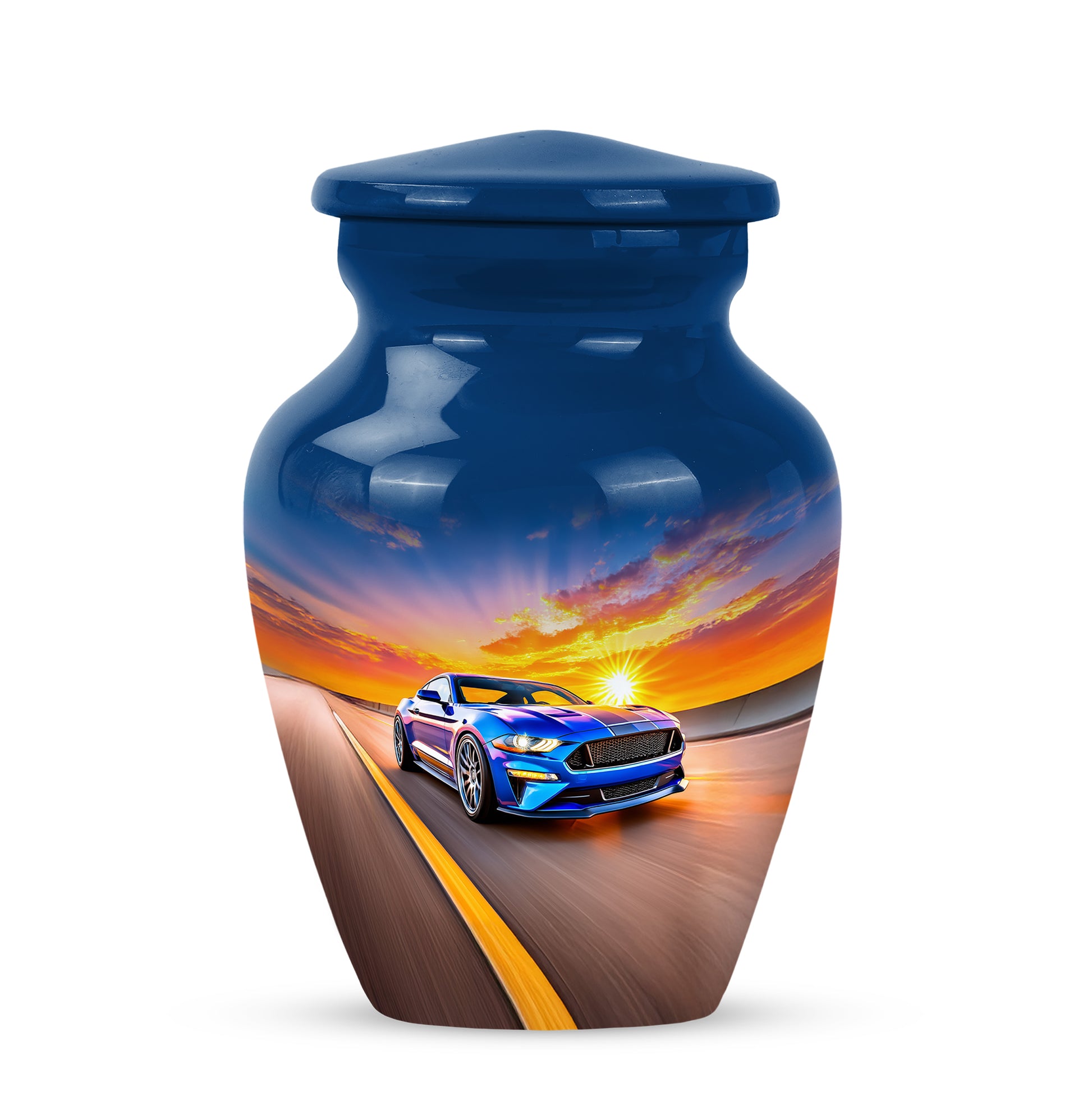 Personalized Elegant Car Cremation Urns - Blue 10-inch, 200 cu in - Karyliz