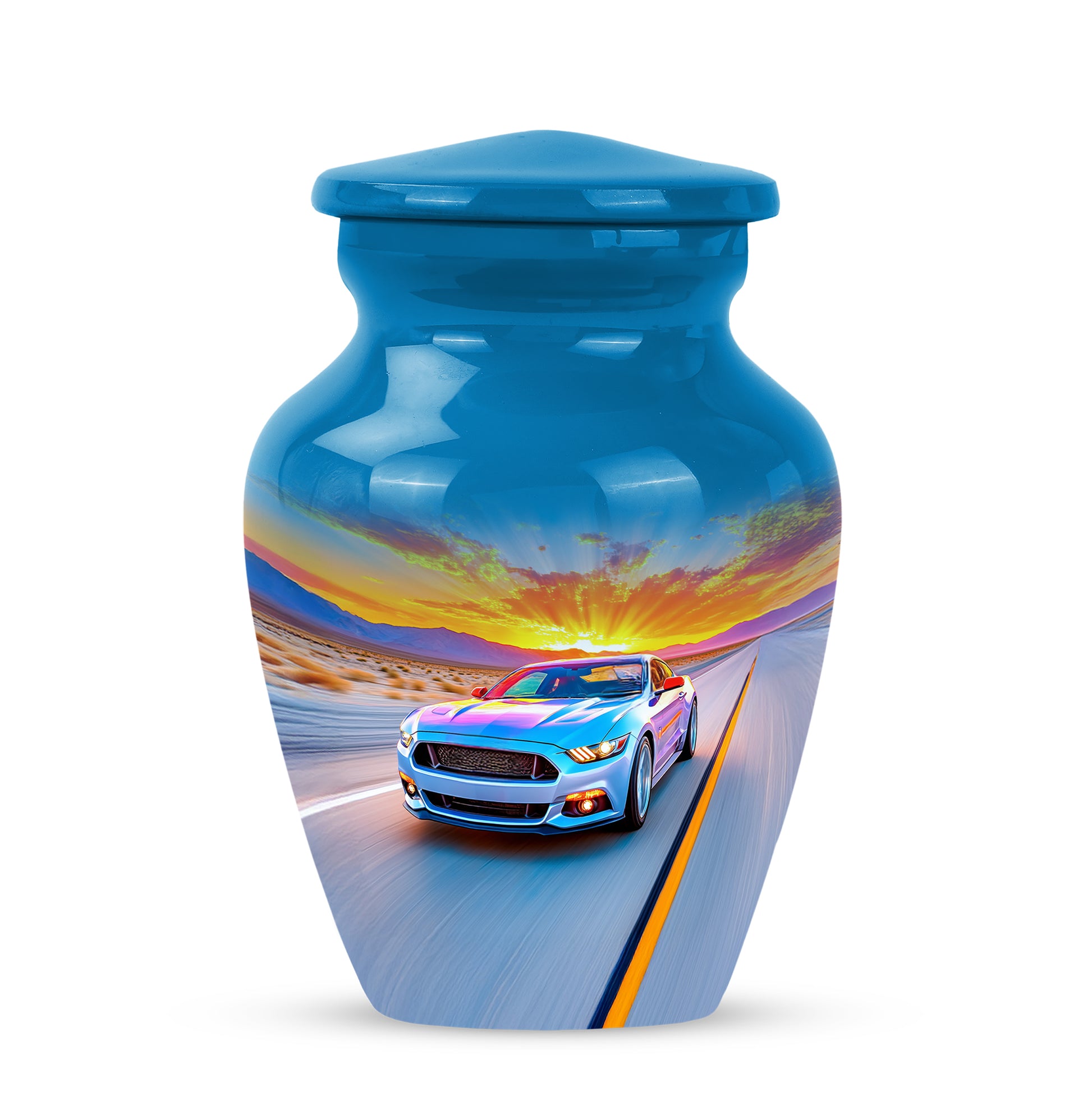 Personalized Seraphic Car Cremation Urns - Blue 10-inch, 200 cu in - Karyliz