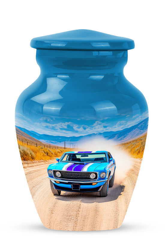 Blue Car Embrace Cremation Urns for Human Ashes - 10-inch, 200 cu in - Karyliz