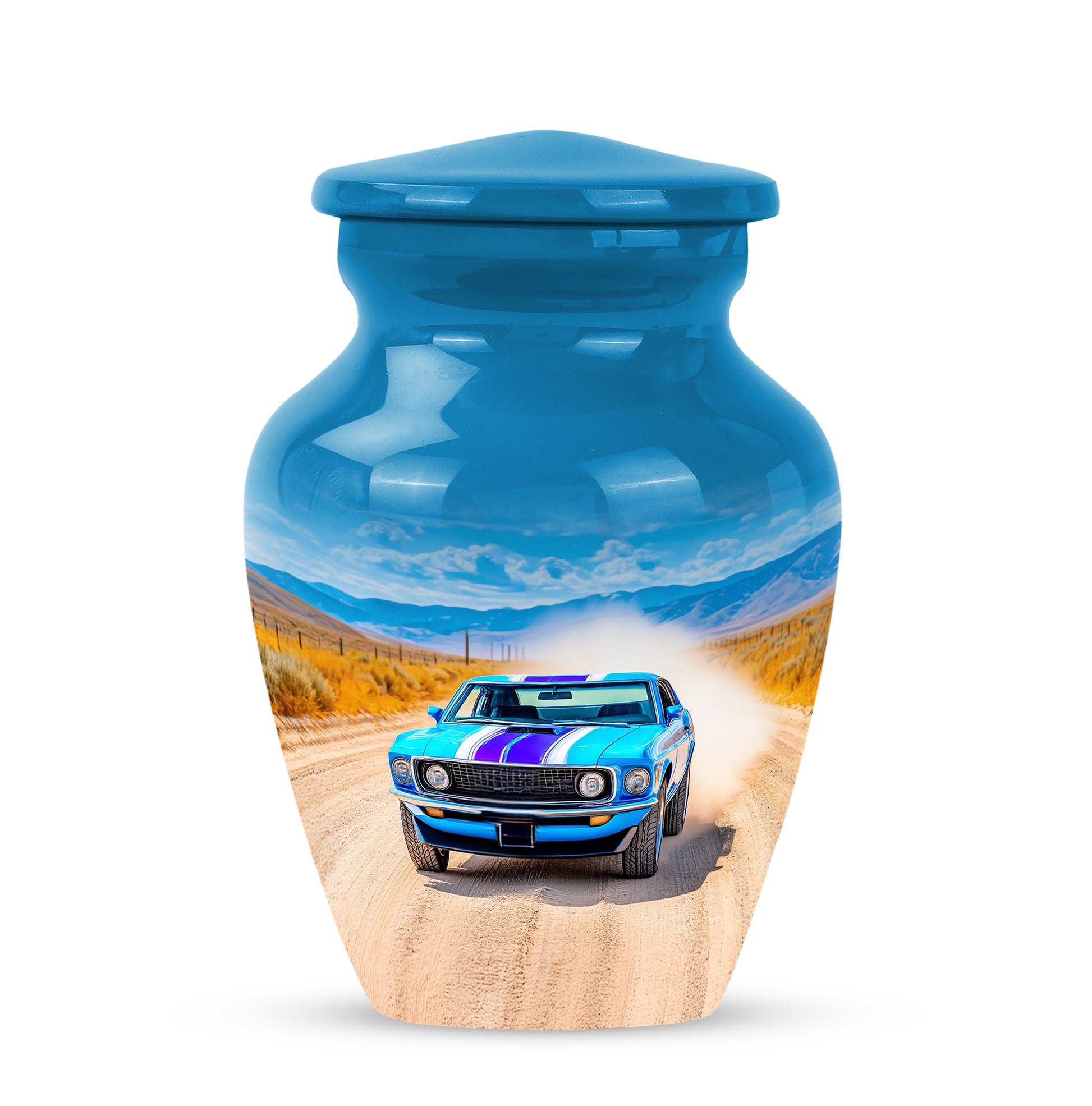 Blue Car Embrace Cremation Urns for Human Ashes - 10-inch, 200 cu in - Karyliz