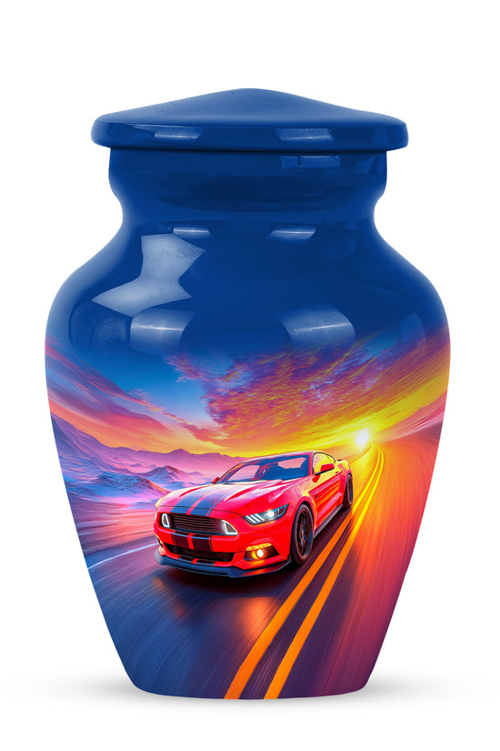 Blue Car Cremation Urns - Opulent Reflection 10-inch, 200 cu in - Karyliz