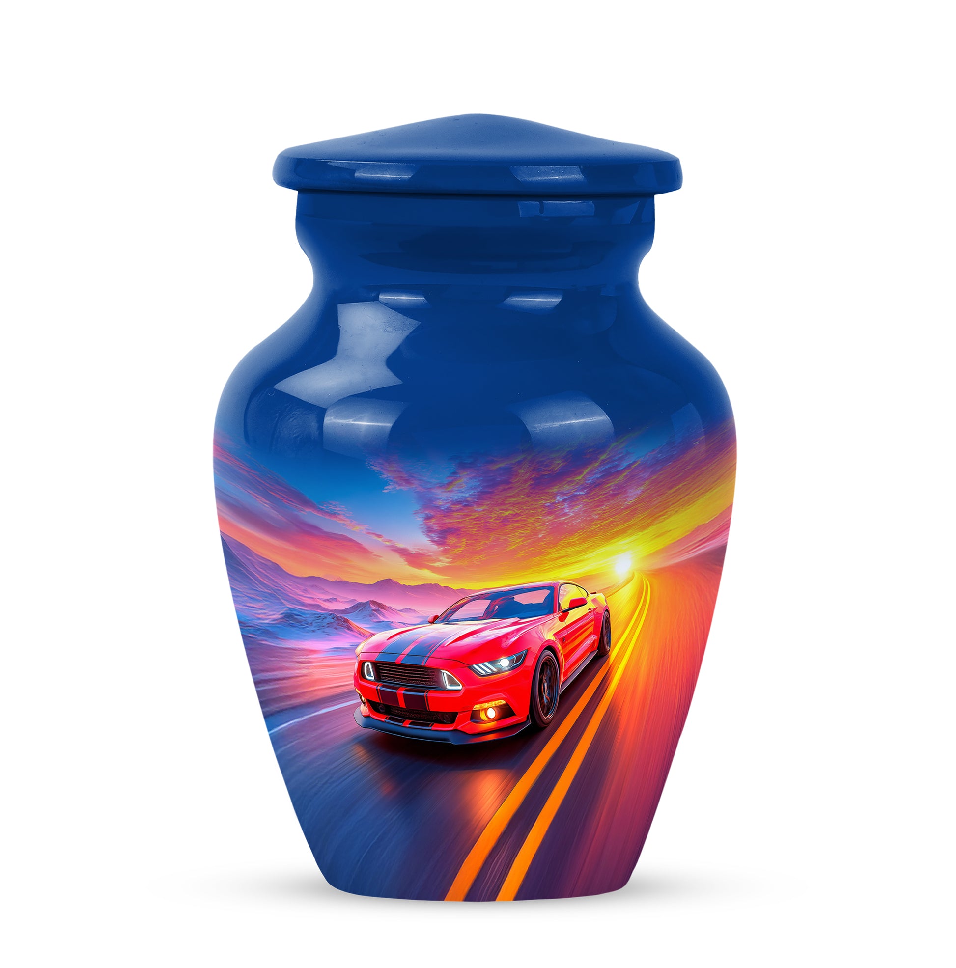 Blue Car Cremation Urns - Opulent Reflection 10-inch, 200 cu in - Karyliz