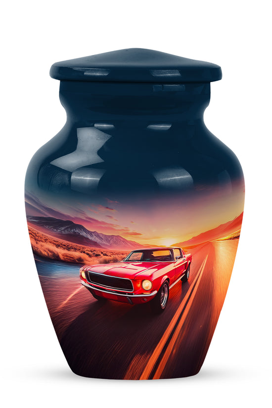 Blue Car Journey Cremation Urns for Human Ashes - 10-inch, 200 cu in - Karyliz
