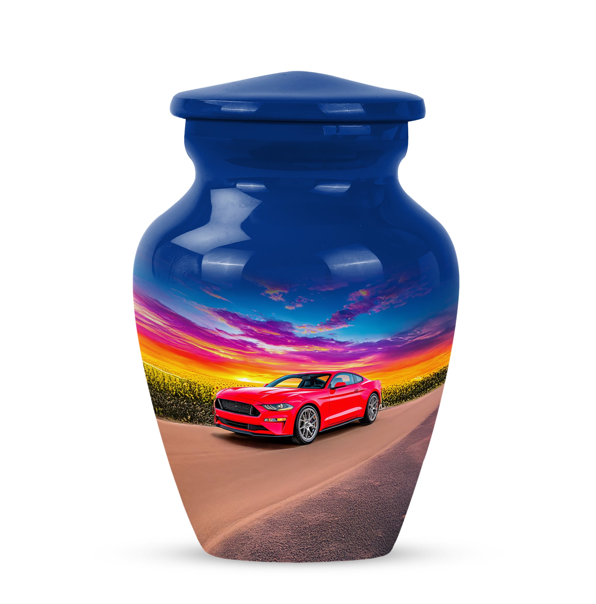 Personalized Elegant Car Cremation Urns - Blue 10-inch, 200 cu in - Karyliz