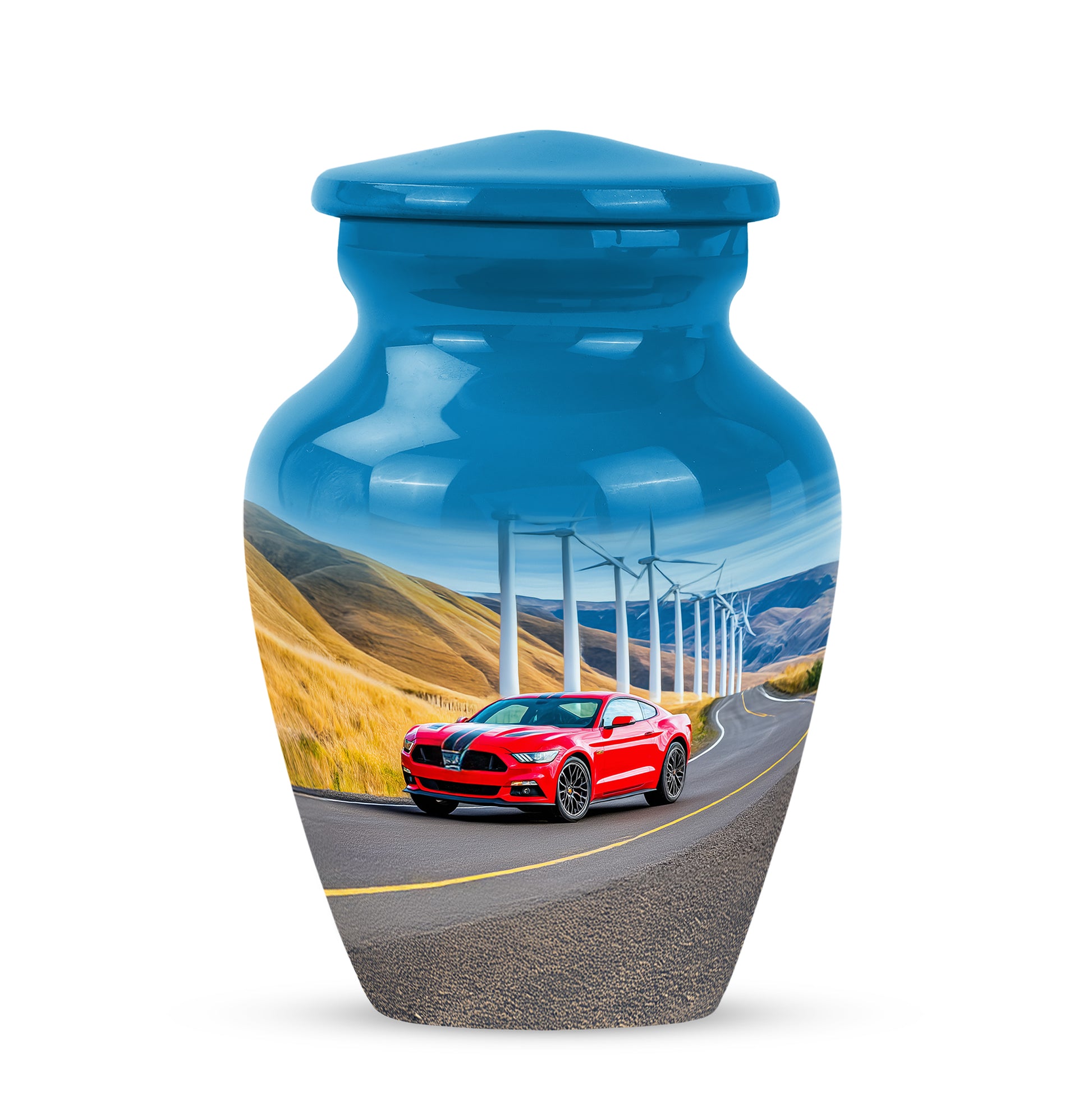 Blessed Car Cremation Urns for Human Ashes - Blue 10-inch - Karyliz