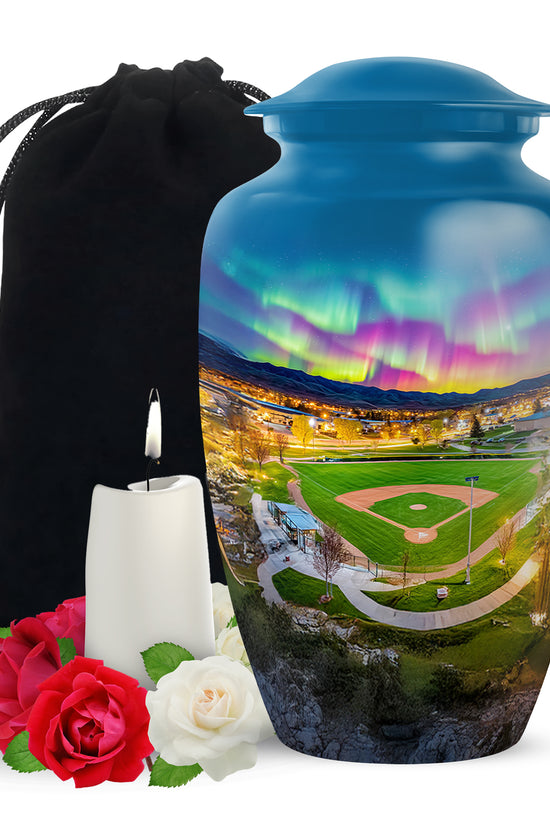 Baseball Field Memorial Urn - Northern Lights Urn For Adult