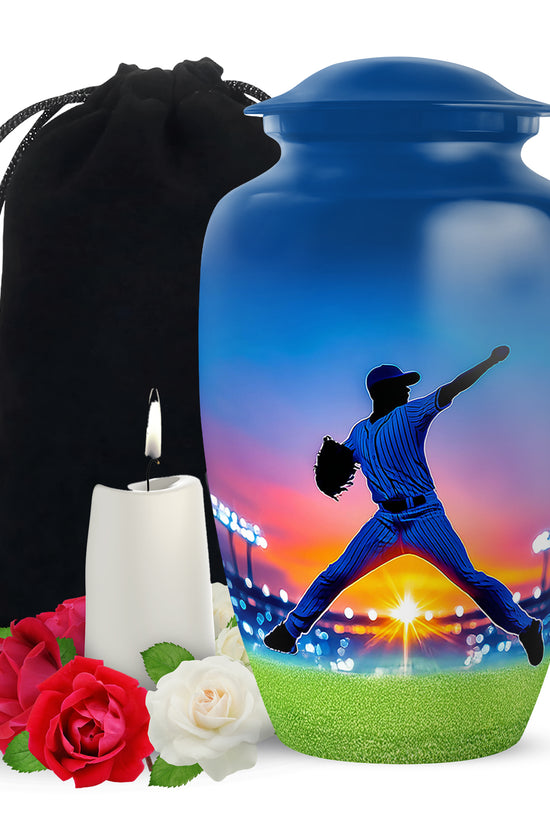 Baseball Pitcher Memorial Urn - Decorative Urn For Adult Male