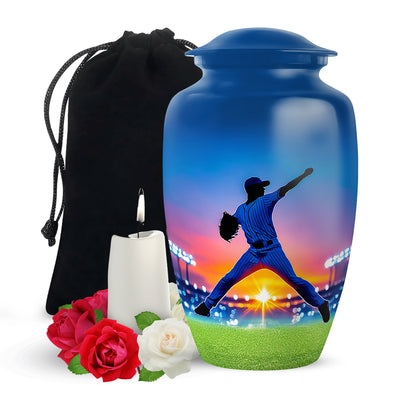 Baseball Pitcher Memorial Urn - Decorative Urn For Adult Male