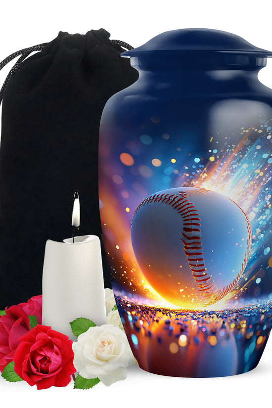 Baseball Fire Cremation Urn - Memorial Urn For Adult Ashes