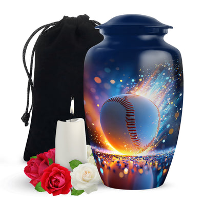 Baseball Fire Cremation Urn - Memorial Urn For Adult Ashes