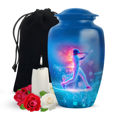 Neon Baseball Batter Cremation Urn - Memorial Urn For Loved Ones