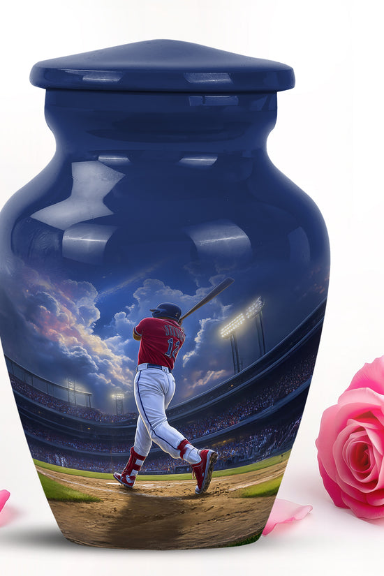 Blue Resounding Baseball Memorial Urn for Ashes - 10-inch, 200 cu in - Yatskia