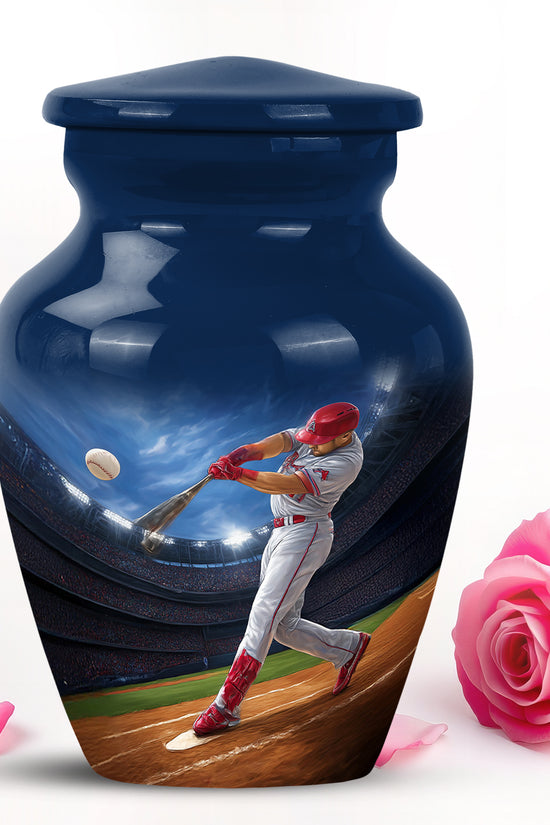 Radiant Baseball Memorial Cremation Urns - Blue 10-inch, 200 cu in - Yatskia