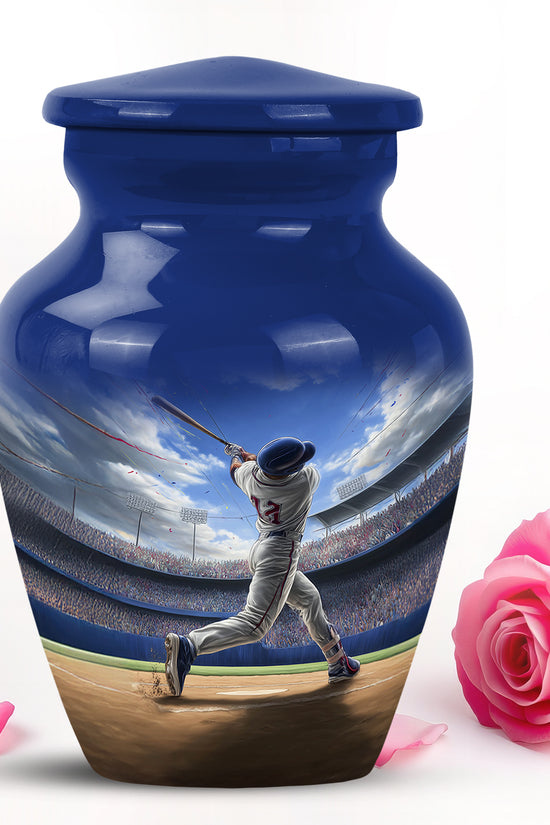 Blue Baseball Cremation Urns - Glorious Tribute 10-inch, 200 cu in - Yatskia