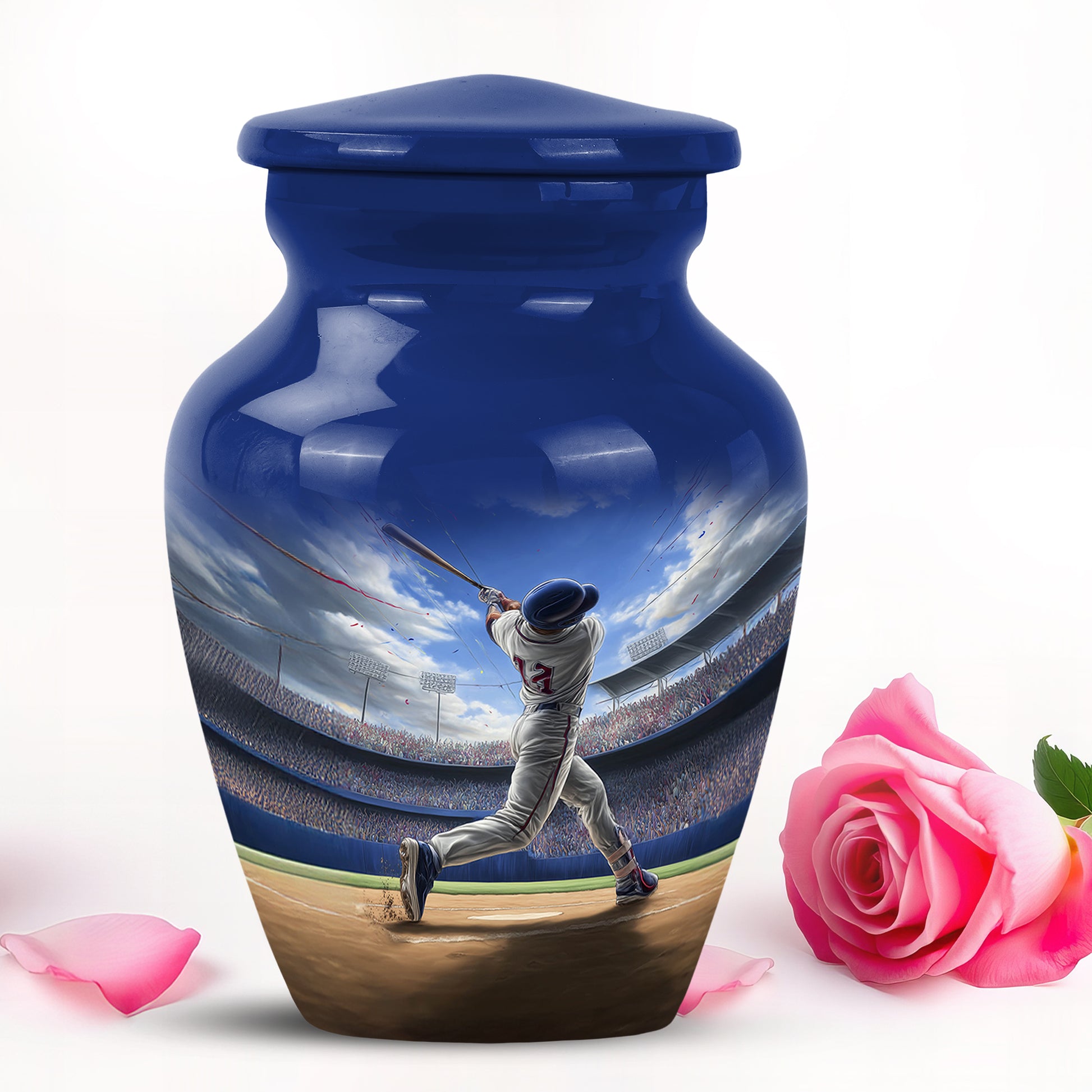 Blue Baseball Cremation Urns - Glorious Tribute 10-inch, 200 cu in - Yatskia