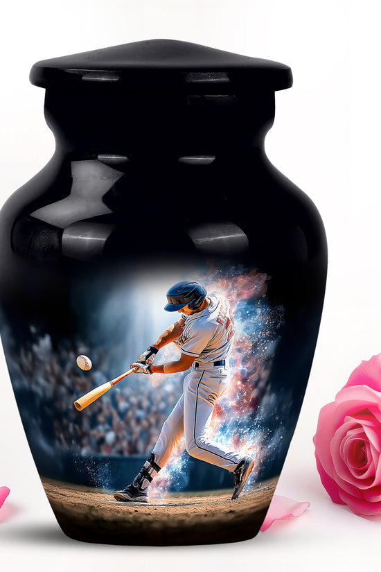 Black Baseball Reflection Cremation Urns for Human Ashes - 10-inch, 200 cu in - Yatskia