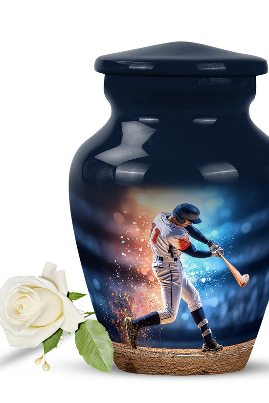 Remarkable Baseball Memorial Cremation Urns - Blue 10-inch, 200 cu in - Yatskia