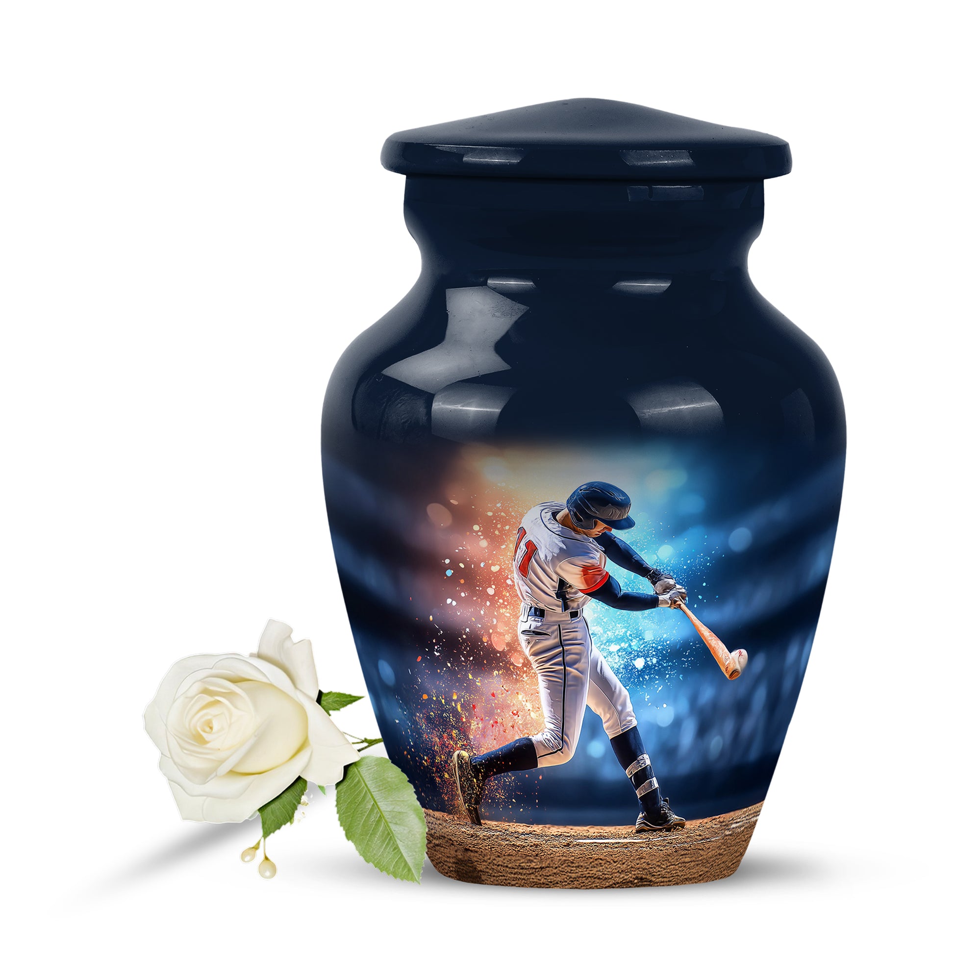 Remarkable Baseball Memorial Cremation Urns - Blue 10-inch, 200 cu in - Yatskia