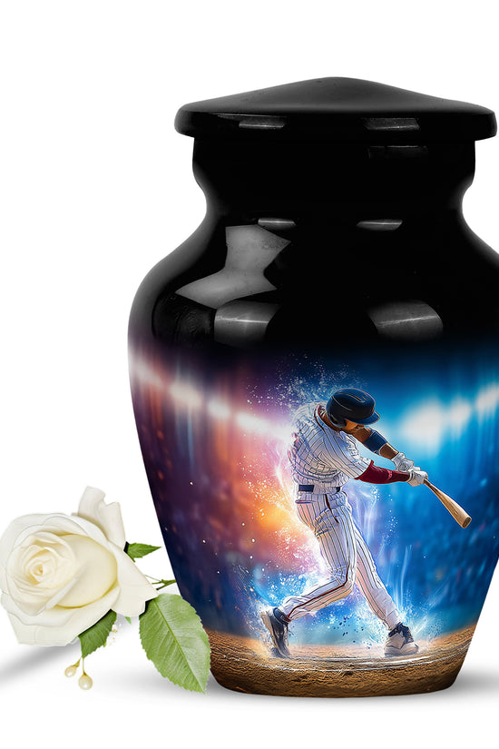 Personalized Refined Baseball Cremation Urns - Black 10-inch, 200 cu in - Yatskia