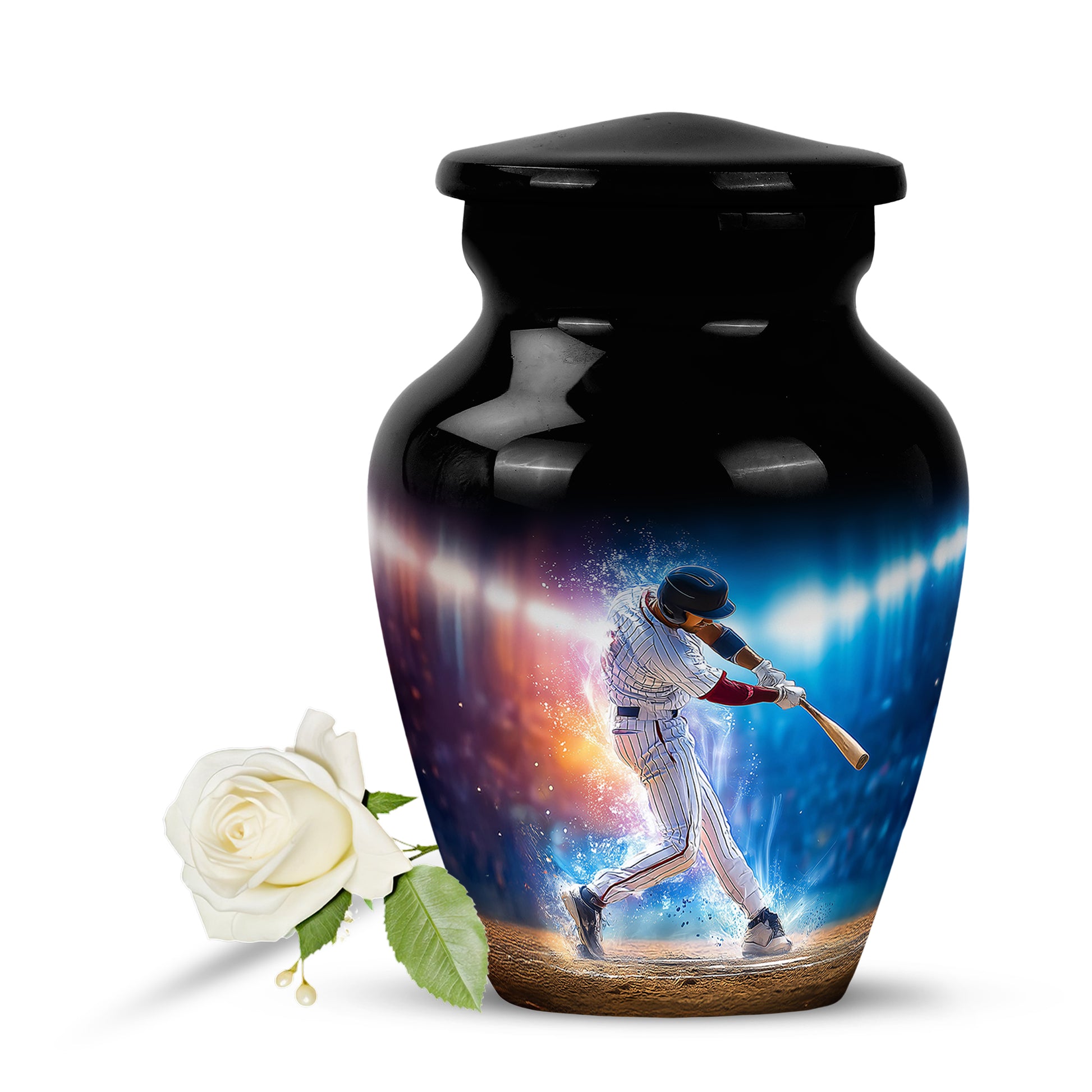 Personalized Refined Baseball Cremation Urns - Black 10-inch, 200 cu in - Yatskia