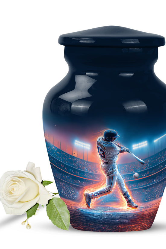Personalized Eternal Baseball Cremation Urns - Blue 10-inch, 200 cu in - Yatskia