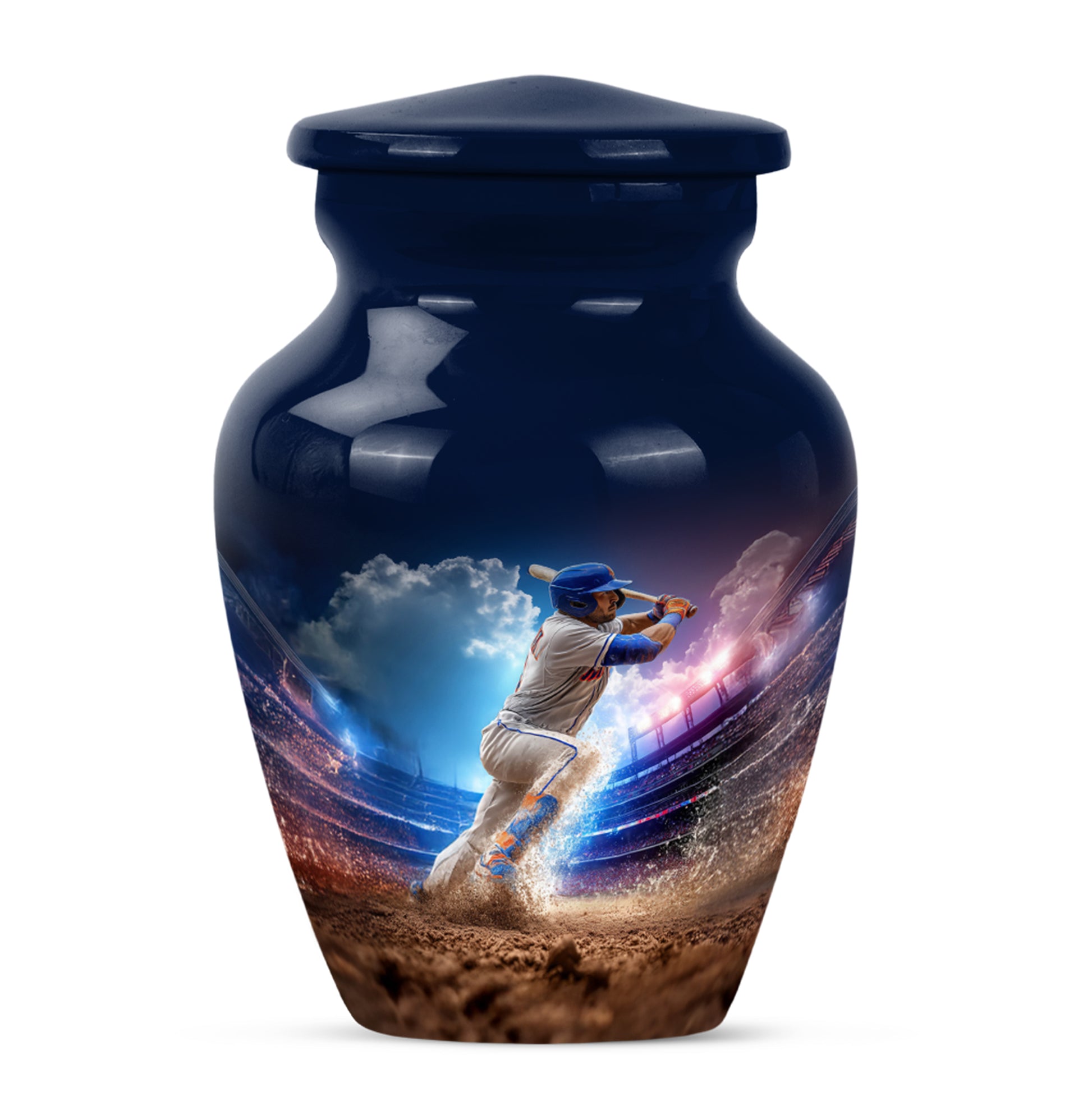 Personalized Baseball Cremation Urns - Wondrous Blue 10-inch, 200 cu in - Yatskia