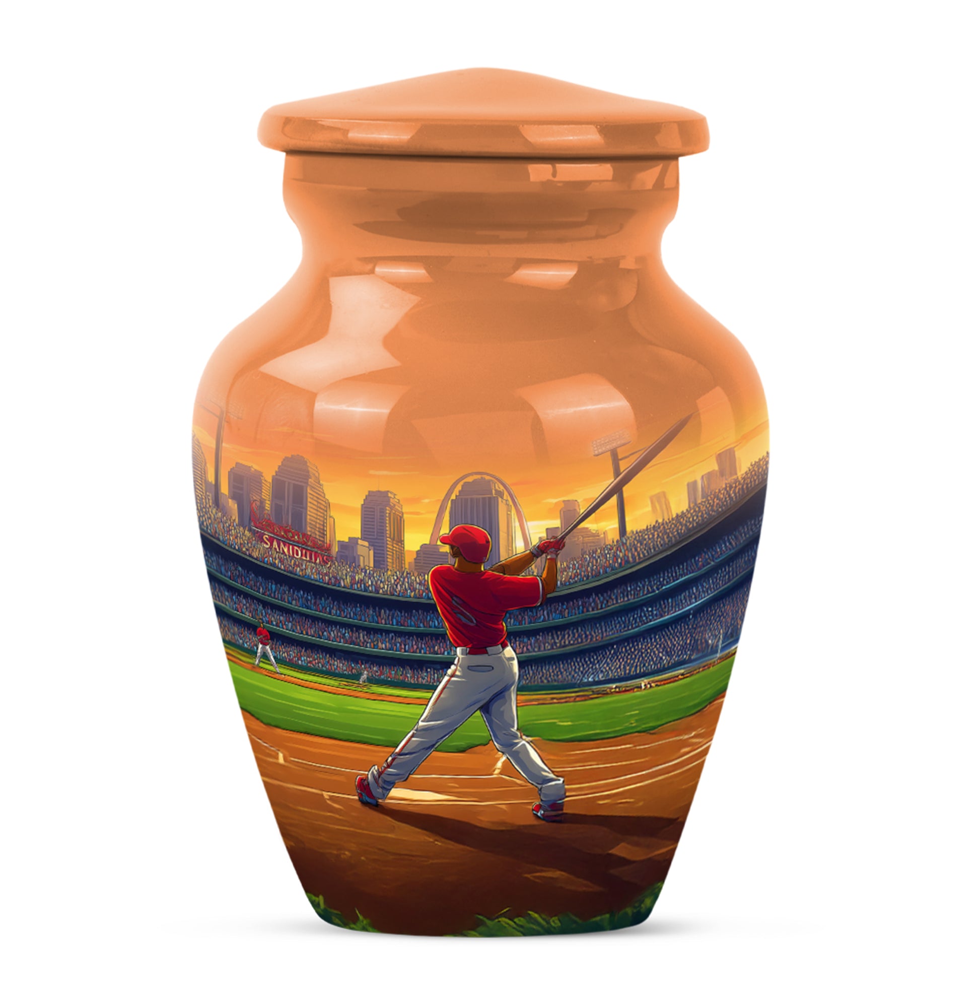 Gold Baseball Reflection Cremation Urns for Human Ashes - 10-inch, 200 cu in - Yatskia