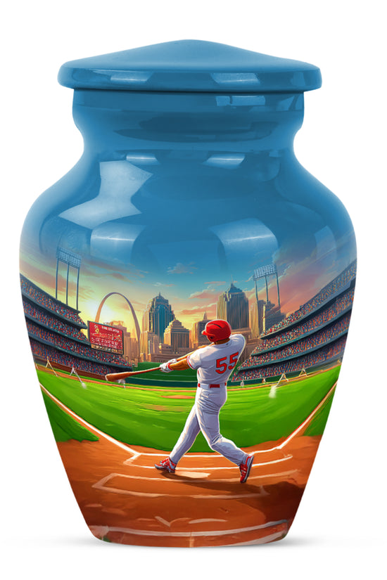 Blue Treasured Baseball Cremation Urns for Human Ashes - 10-inch, 200 cu in - Yatskia