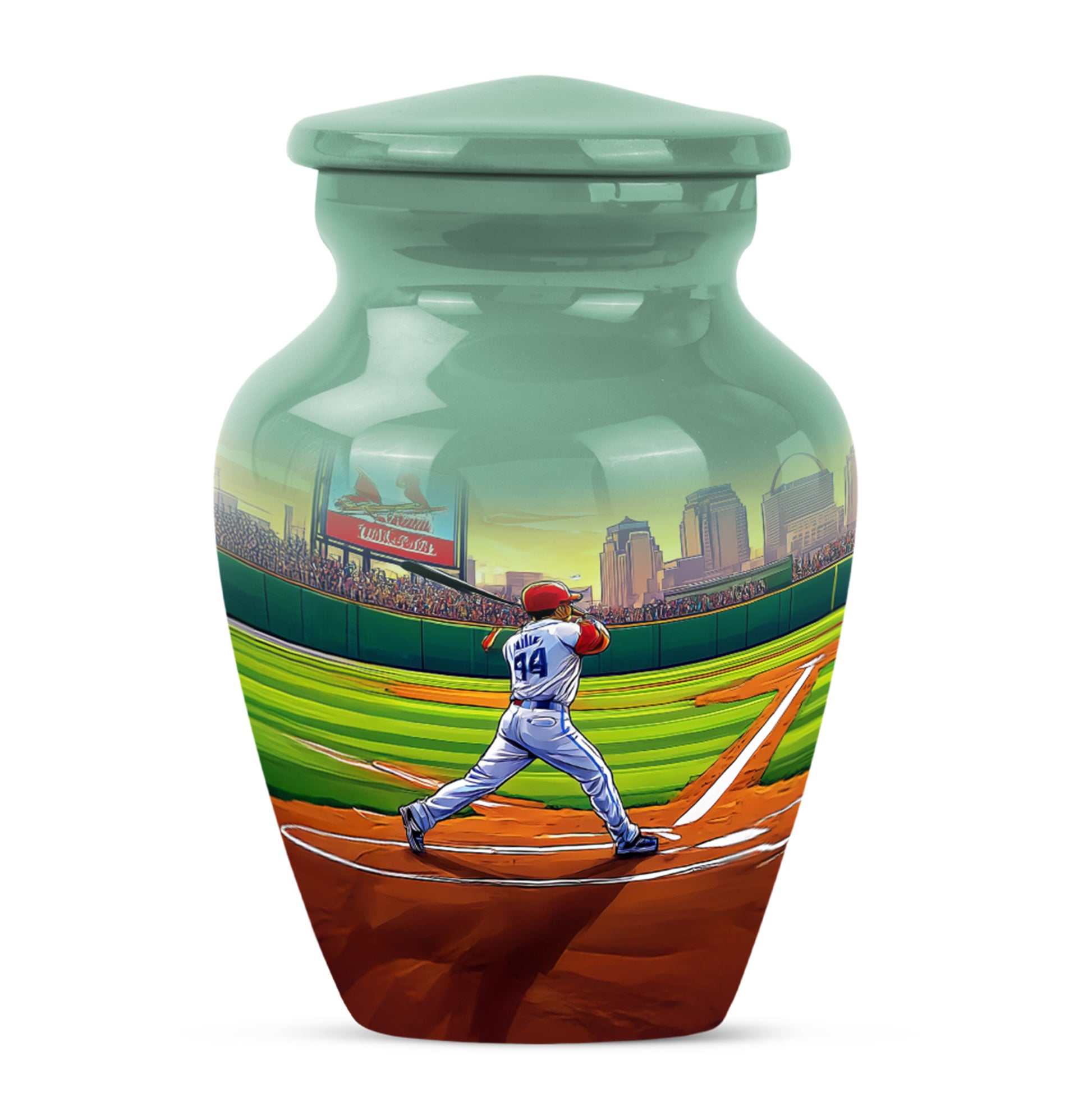 Everlasting Green Baseball Resting Place Urn for Human Ashes - 10-inch, 200 cu in - Yatskia