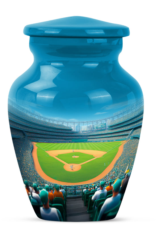 Lustrous Baseball Cremation Urns for Human Ashes - Blue 10-inch - Yatskia