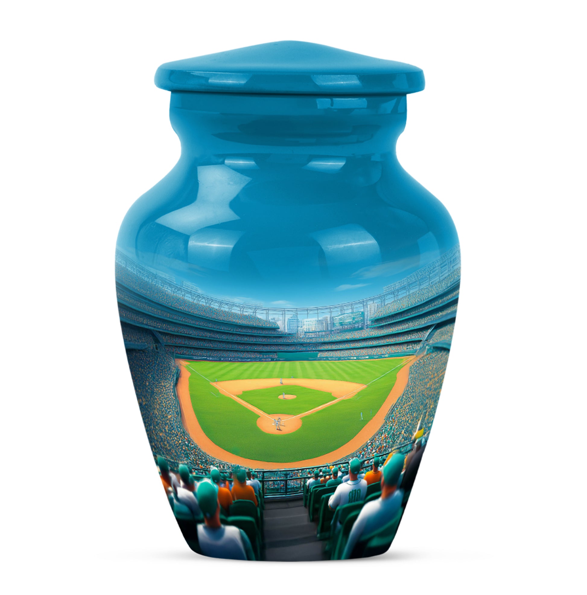 Lustrous Baseball Cremation Urns for Human Ashes - Blue 10-inch - Yatskia