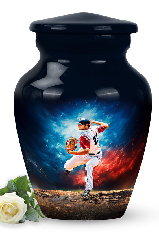 Blue Resounding Baseball Memorial Urn for Ashes - 10-inch, 200 cu in - Yatskia