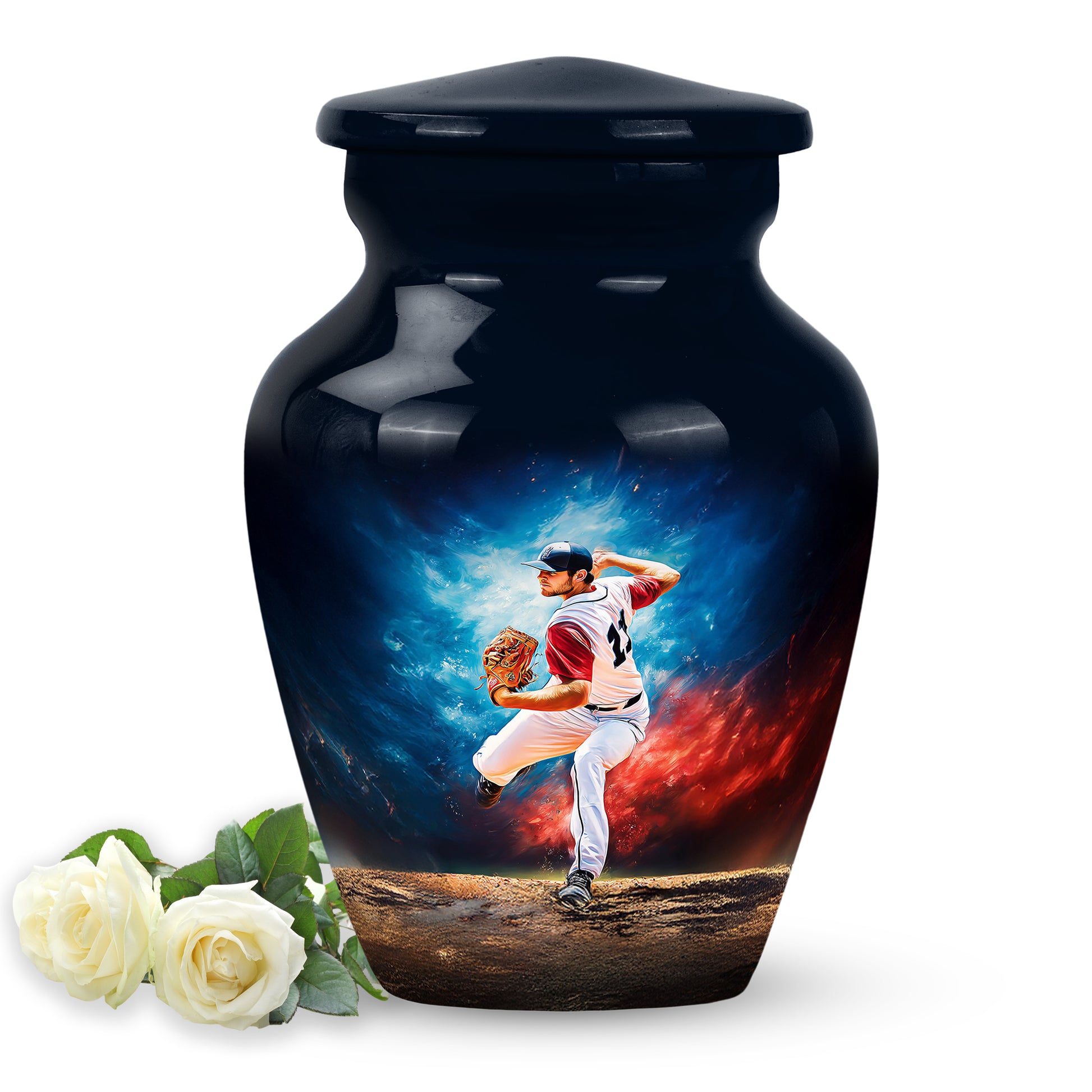 Blue Resounding Baseball Memorial Urn for Ashes - 10-inch, 200 cu in - Yatskia