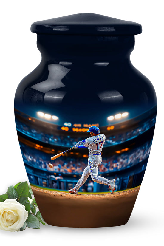 Illustrious Baseball Memorial Cremation Urns - Blue 10-inch, 200 cu in - Yatskia