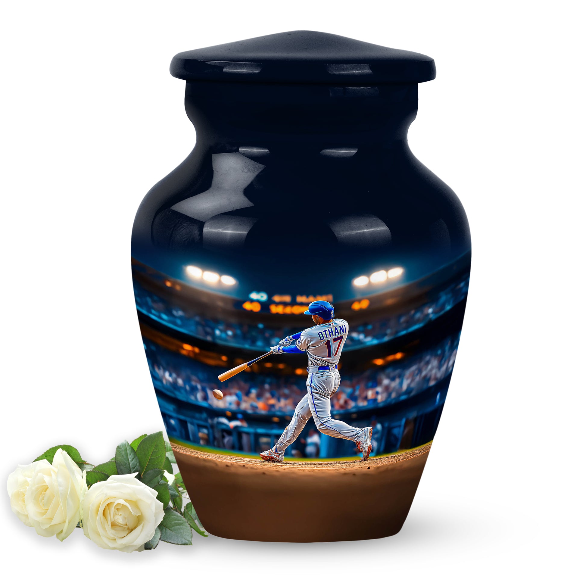Illustrious Baseball Memorial Cremation Urns - Blue 10-inch, 200 cu in - Yatskia