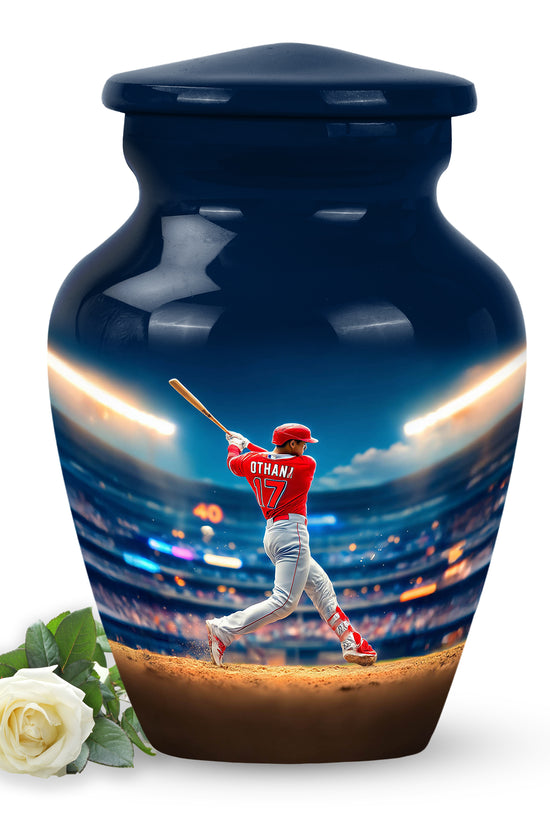 Blessed Baseball Cremation Urns for Human Ashes - Blue 10-inch - Yatskia