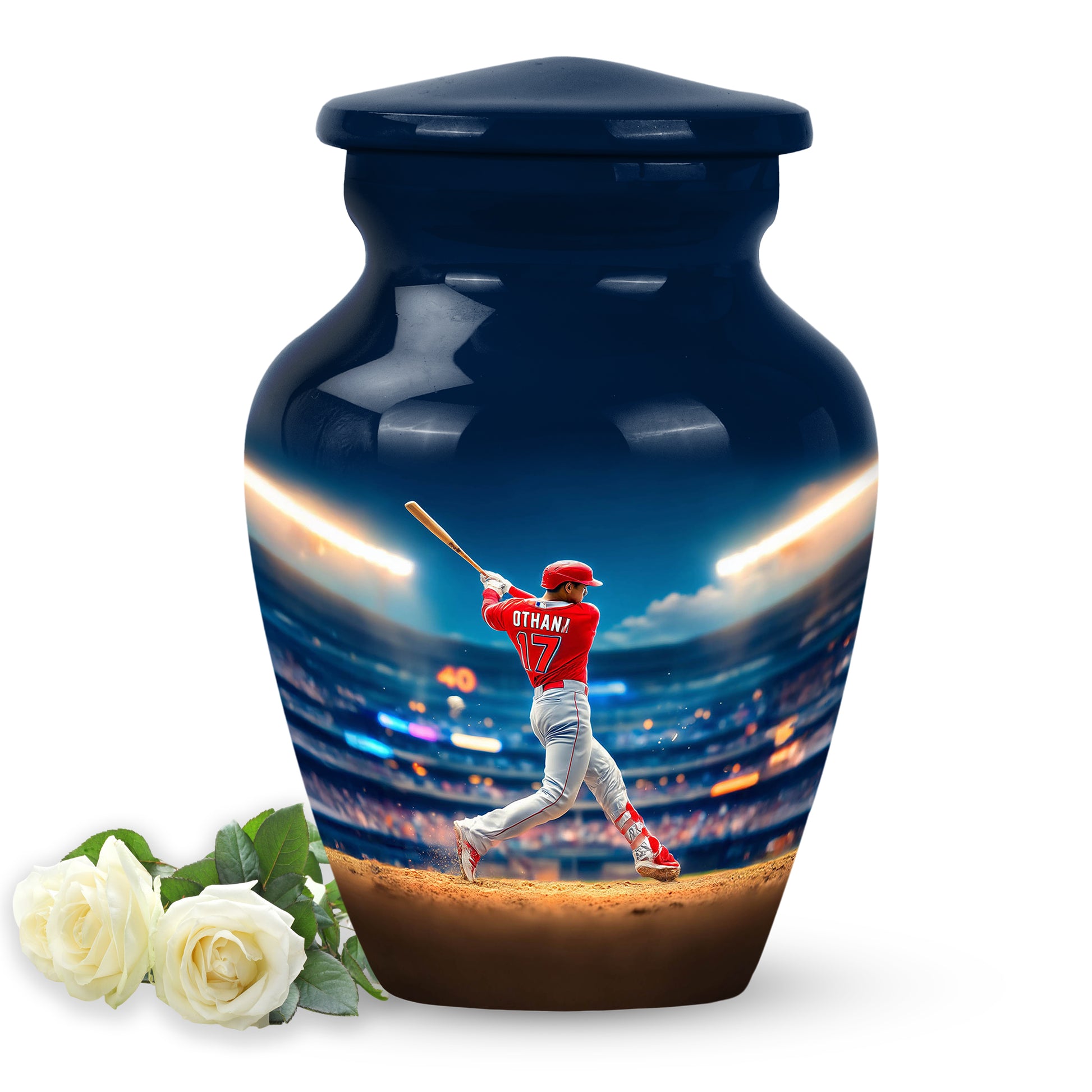 Blessed Baseball Cremation Urns for Human Ashes - Blue 10-inch - Yatskia