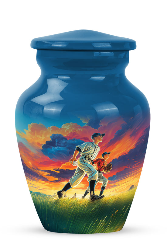 Personalized Magnificent Baseball Cremation Urns - Blue 10-inch, 200 cu in - Yatskia