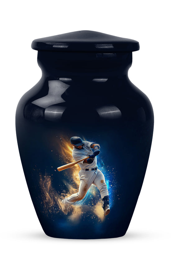 Radiant Baseball Memorial Cremation Urns - Blue 10-inch, 200 cu in - Yatskia