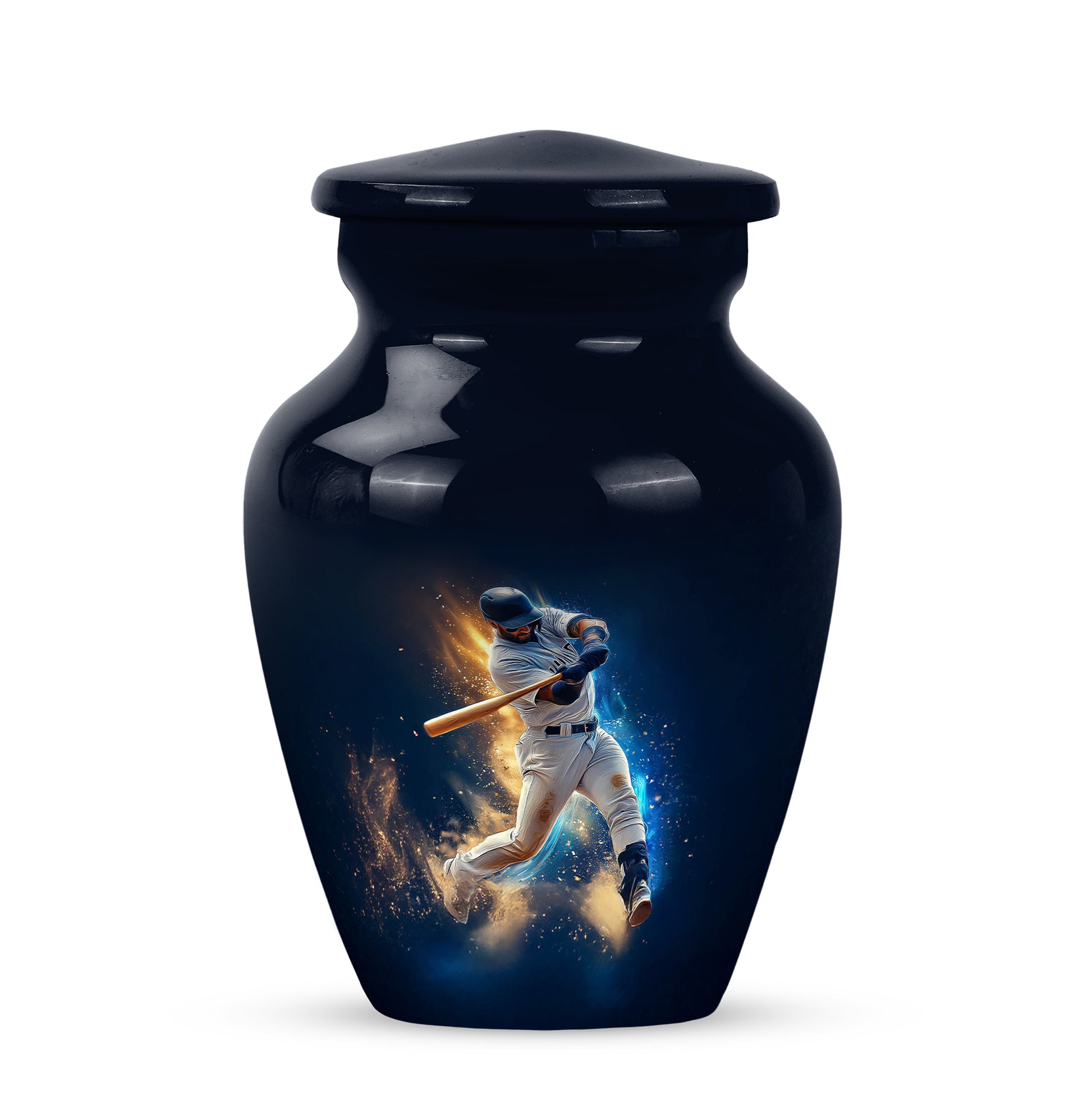 Radiant Baseball Memorial Cremation Urns - Blue 10-inch, 200 cu in - Yatskia