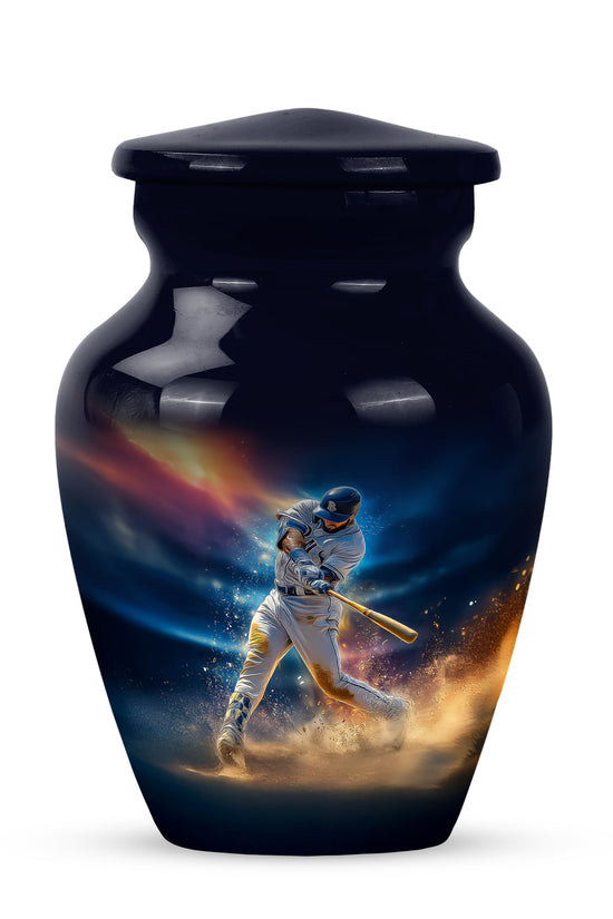 Personalized Blue Heavenly Baseball Cremation Urns for Human Ashes - 10-inch, 200 cu in - Yatskia