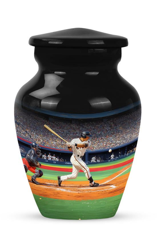 Lustrous Baseball Cremation Urns for Human Ashes - Black 10-inch - Yatskia