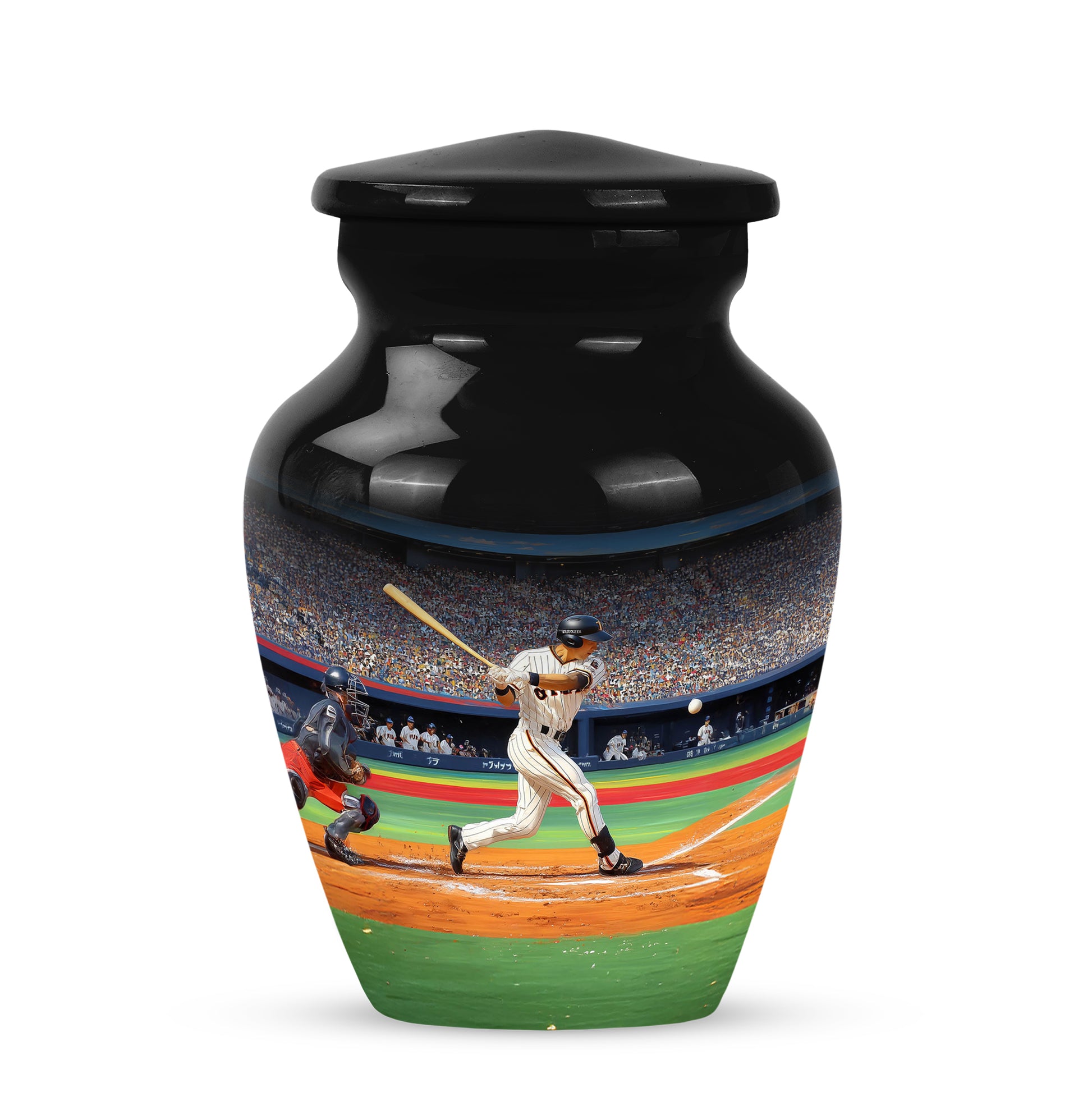 Lustrous Baseball Cremation Urns for Human Ashes - Black 10-inch - Yatskia