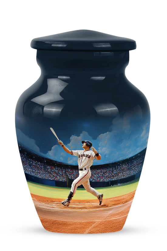 Blue Baseball Blessing Cremation Urns for Human Ashes - 10-inch, 200 cu in - Yatskia