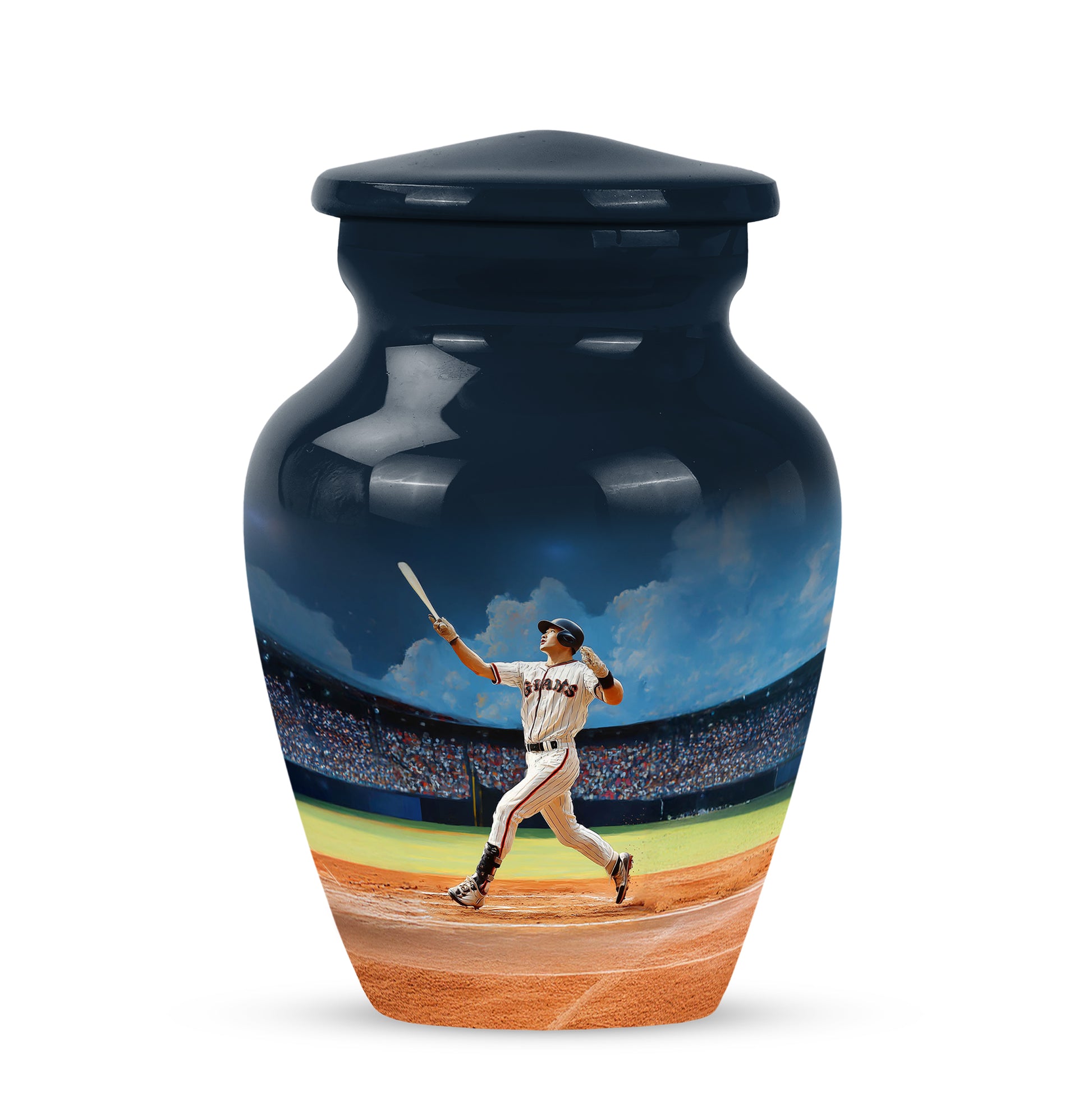 Blue Baseball Blessing Cremation Urns for Human Ashes - 10-inch, 200 cu in - Yatskia