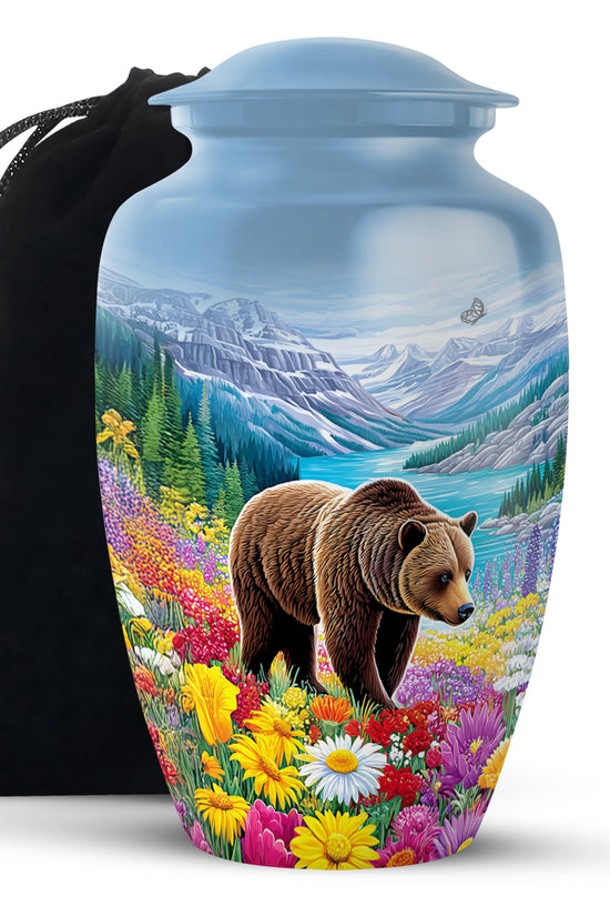 Mountain Bear Memorial Urn - Nature Cremation Urn For Adult