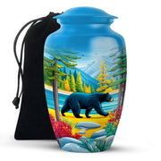 Artistic Black Bear Ashes Urn - Lakeside Memorial Urn For Human Ashes